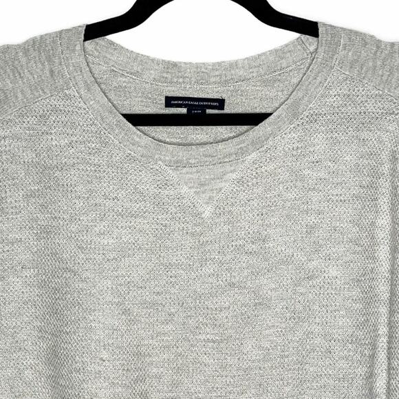 American Eagle Crew Neck Waffle Knit Top Long Sleeve Shirt Grey Size Small - Picture 3 of 8
